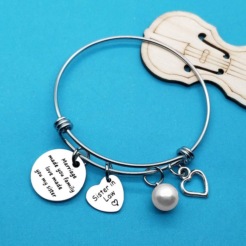 Xiahuyu Sister in Law Gifts Marriage Made You Family Love Made You My Sister Bangle Bracelet Christmas Birthday Gifts Mothers Day Wedding Gifts for Sister in Law - Image 5